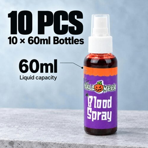 Shatchi Blood Spray 10 Pack Fake Blood Spray for Halloween Costumes, SFX and Theatrical Makeup