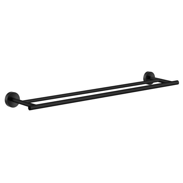 Matt black double towel rail