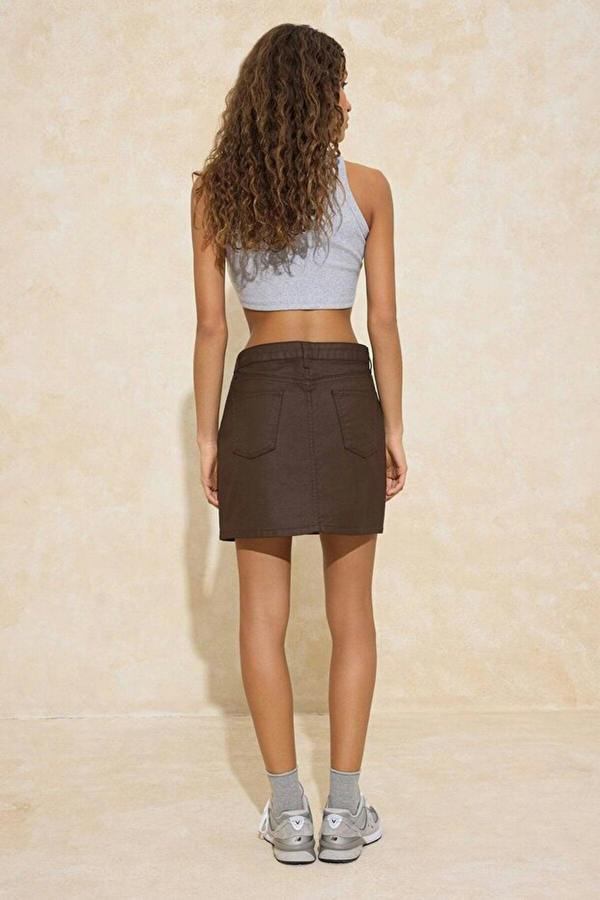 WOVCOR Coated Mini Denim Skirt