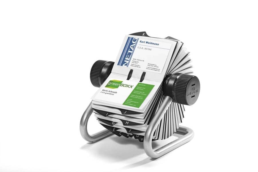 Durable VISIFIX 400 Card Rotary Business Card Holder File | A-Z Index | Silver