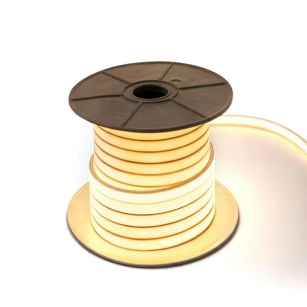 ENER-J 30 Meters 24V Silicon Neon Strip, Size: 10x10mm, IP65. Includes 30pcs Clips & 5 connector cable, Warm White