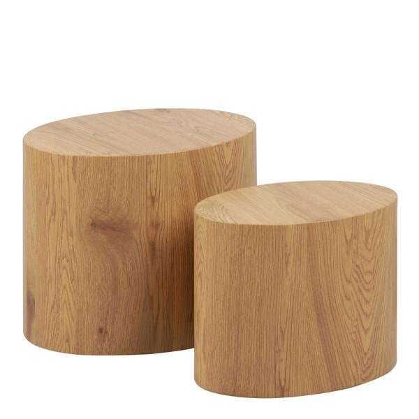 Wyld Haus Sendai Matt Natural Oak Effect Oval Coffee Table Set