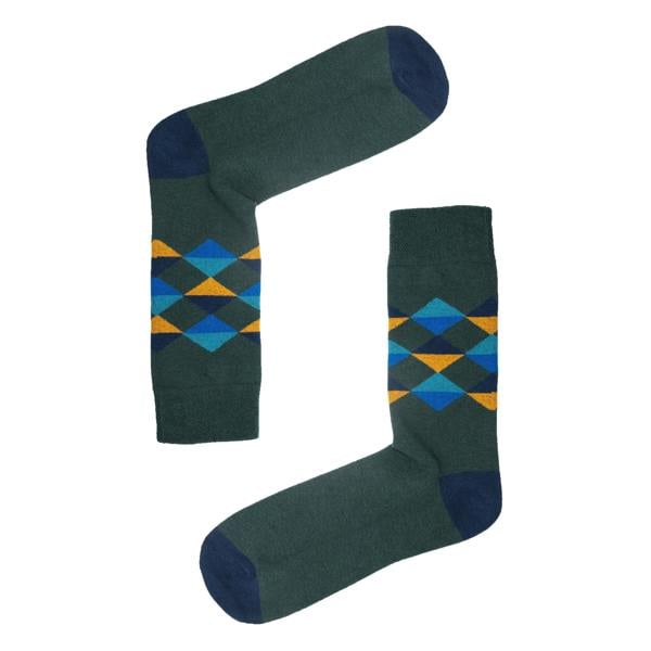 Jemsox Multi Diamond Pattern Organic Cotton Mens Socks | Comfort Welt Top