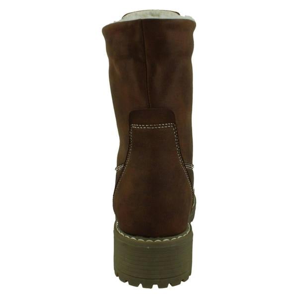 Spot On Ladies Spot On Mid Heel Lace Up Fleece Lined Calf Boots F51217