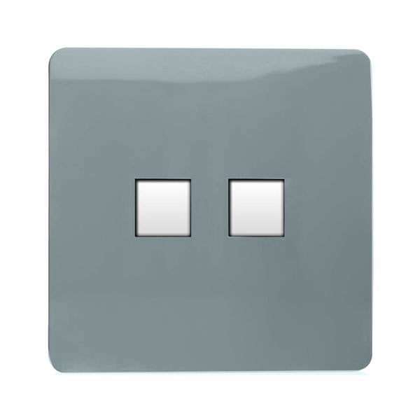 Trendi Switch 2 Gang Cat 3 Telephone Slave Socket in Cool Grey