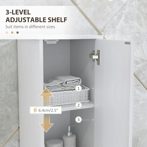 Wyld Haus Conosu Freestanding Slim Bathroom Storage Cabinet With Doors And Adjustable Shelves White