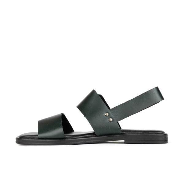 Embassy London Dixon - Dark Green - Women's flat wide double strap leather sandal