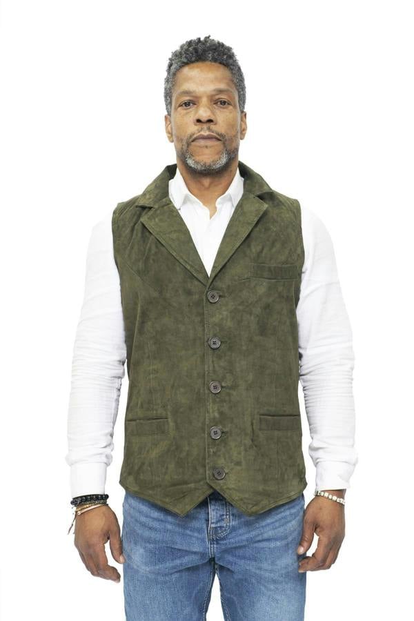 Infinity Leather Mens Classic Smooth Goat Suede Leather Waistcoat-Exeter