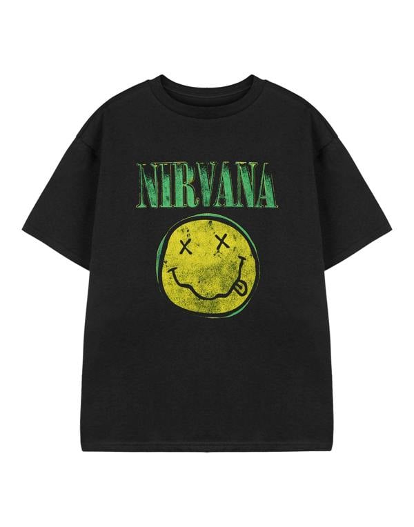 Nirvana Unisex Kids Black Yellow Logo Short Sleeved T-Shirt