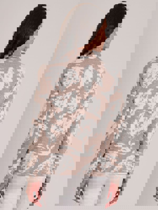 VIZ-A-VIZ Floral Jacquard Button Up Cardigan