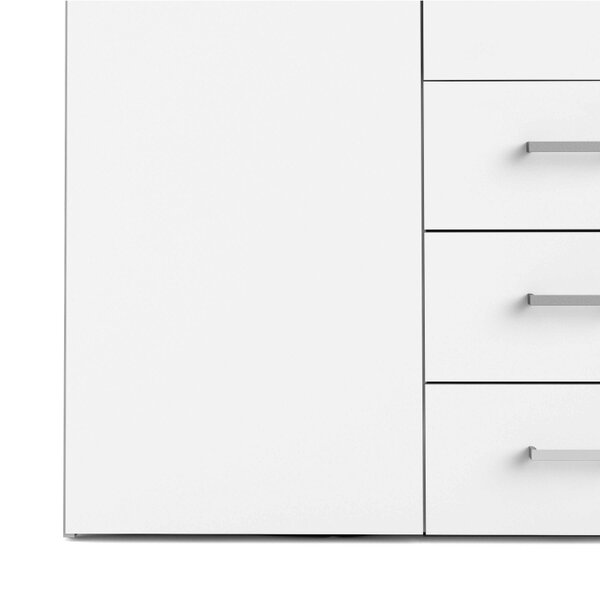 Wyld Haus Munich White Wooden Wardrobe 4 Doors 3 Drawers 3 Shelves