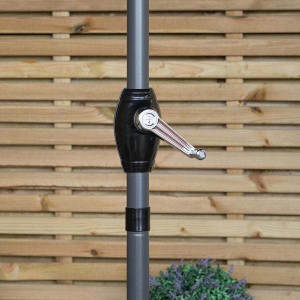 Samuel Alexander 2m Outdoor Garden Parasol Sun Shade with Crank Handle in Grey