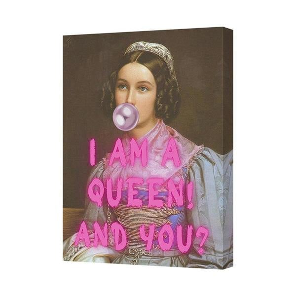 Benjamin Tate Design I Am A Queen And You Pink Graffiti Portrait Canvas Print