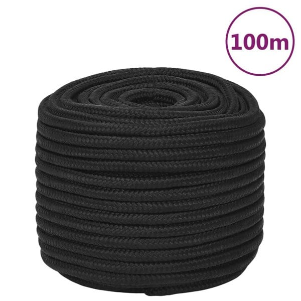 Berkfield Boat Rope Full Black 14 mm 100 m Polypropylene