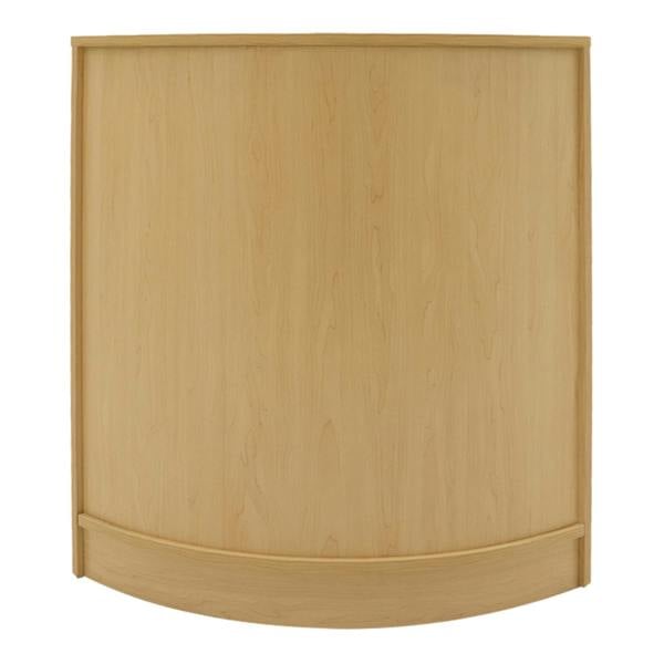 Polaris LED shop counter set in maple finish, featuring a smooth, curved design with a natural wood grain texture and seamless edges