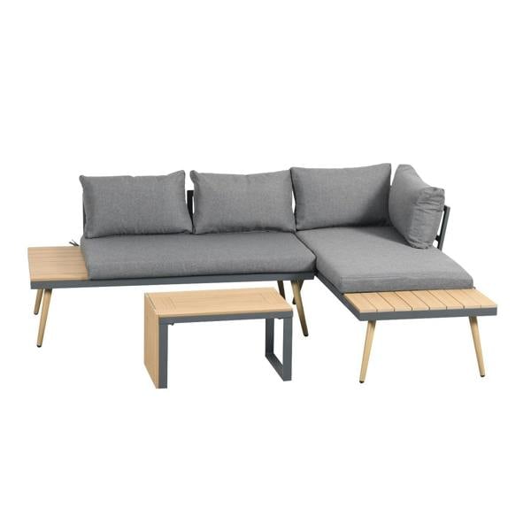 Belmont Metal and Contemporary Poly-Wood Sectional Corner Garden Set - Madefor.Living
