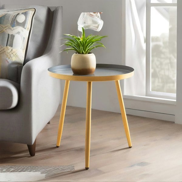 Rafaelo Mobilia Small Round Metal Side Coffee Table Gold