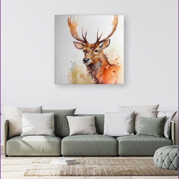 Warren Reed Majestic Stag Watercolour Canvas