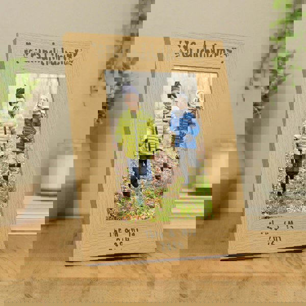 Personalised Memento Company Personalised Grandchildren 5x7 Oak Finish Photo Frame