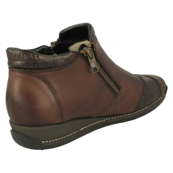 Rieker Ladies Rieker Floral Detailed Wedge Heeled Ankle Boots 44281