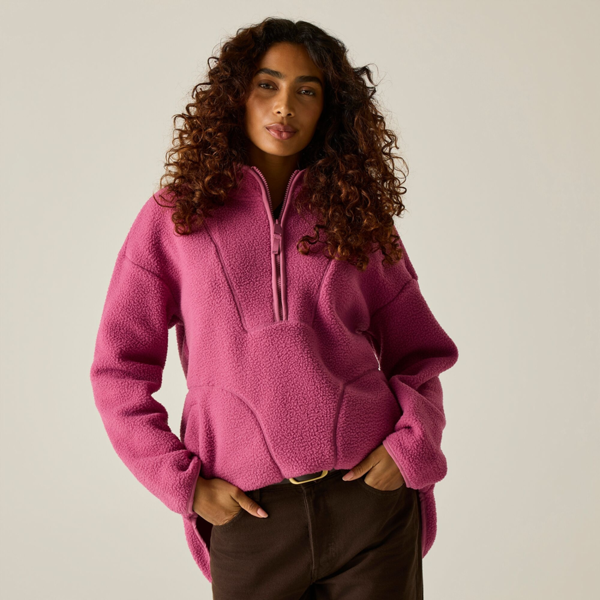 Regatta Womens Frankie Borg Half Zip Longline Fleece Top - Violet