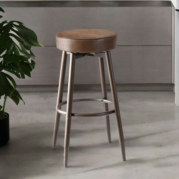 Rafaelo Mobilia Set Of 2 Adjustable Swivel Brown Stools