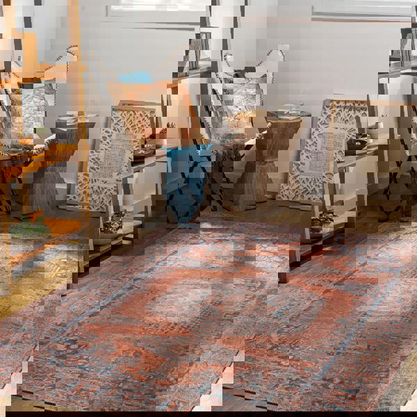 Livabliss Colin-Washable Orange Blue Brown Traditionnal Vintage Boho Rug