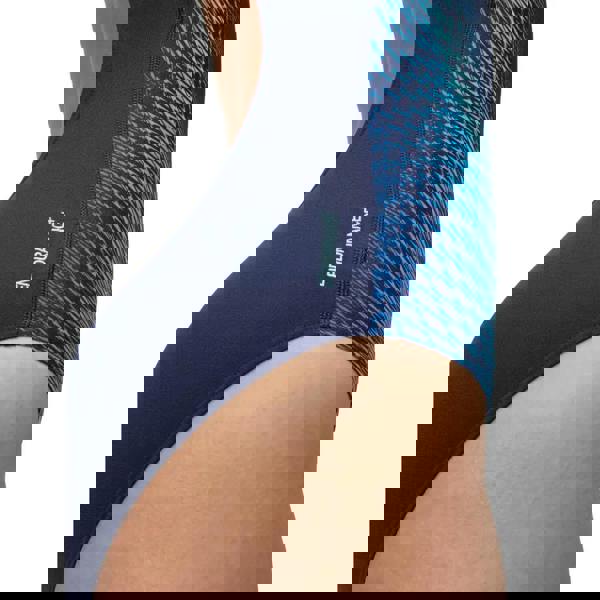 Blue Speedo Digital Placement Medalist swimsuit with black mesh panels