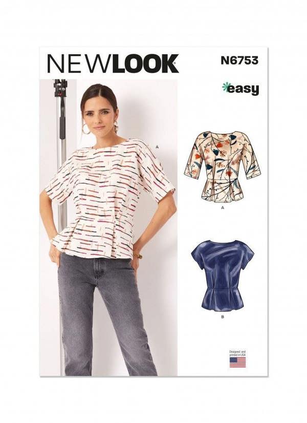 New Look Sewing Pattern 6753, Tops for Women, 6-8-10-12-14-16 - Easy