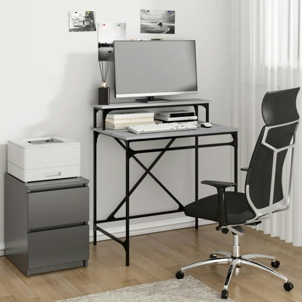 Berkfield Desk Grey Sonoma 80x50x90 cm Engineered Wood and Iron