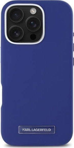 Karl Lagerfeld FW Metal Plate Case with MagSafe for iPhone 16 Pro Max 6.9" Case Blue - KLHMP16XPGMSRPB