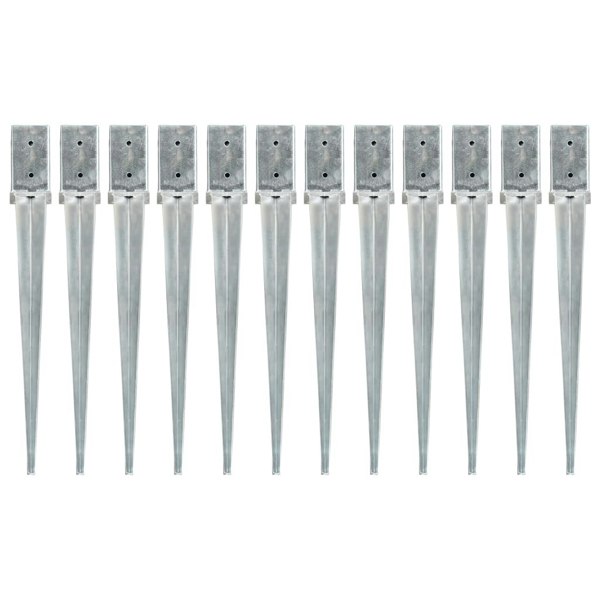 Berkfield Ground Spikes 12 pcs Silver 8x8x76 cm Galvanised Steel