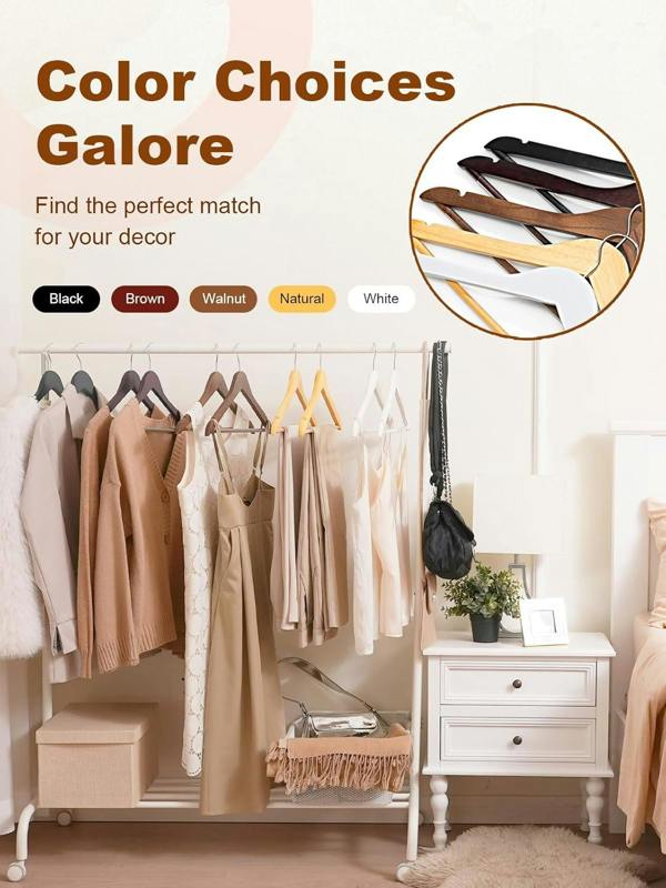 Dyzi 20 Pack Wooden Clothes Hangers With Non Slip Bar