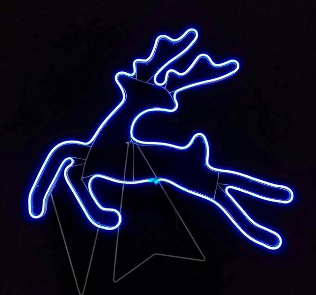 Jumping Reindeer Blue LED Rope Light Silhouette for Indoor and Outdoor Christmas Displays image 9