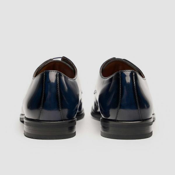 House of Cavani Chester - Men's Navy High-Shine Polished Derby Shoes