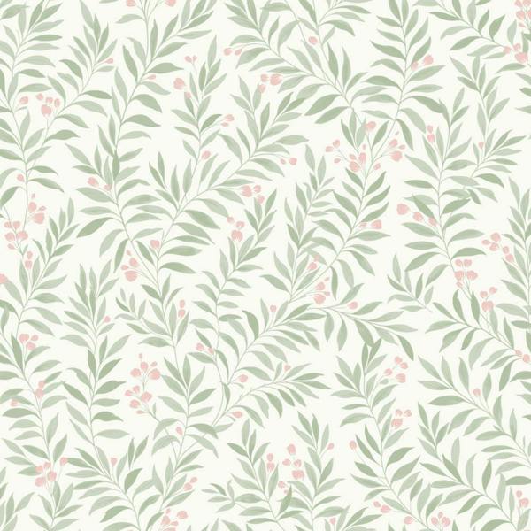 Grandeco Sage Trail Foliage and Flowers Textured Wallpaper, Green