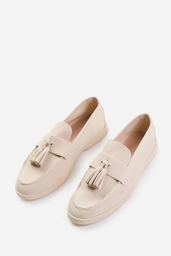 Where's That From Kenya Slip on Loafer With Tassel Detailing in Beige Suede