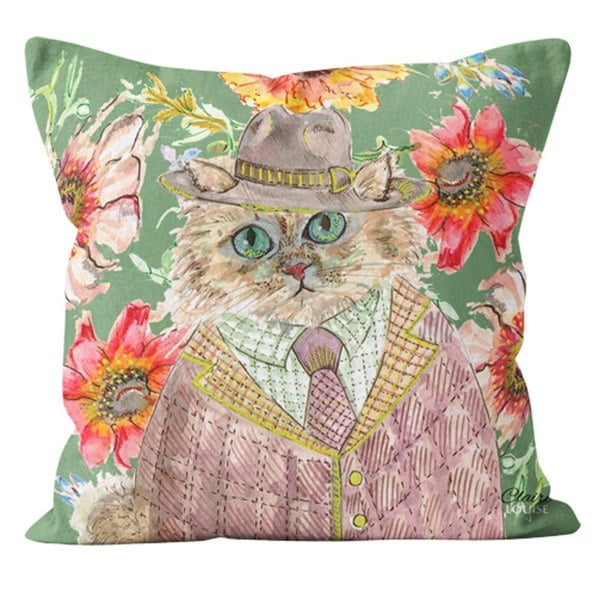 Claire Louise Cottage Floral Cat 45cm x 45cm Double Sided Cushion