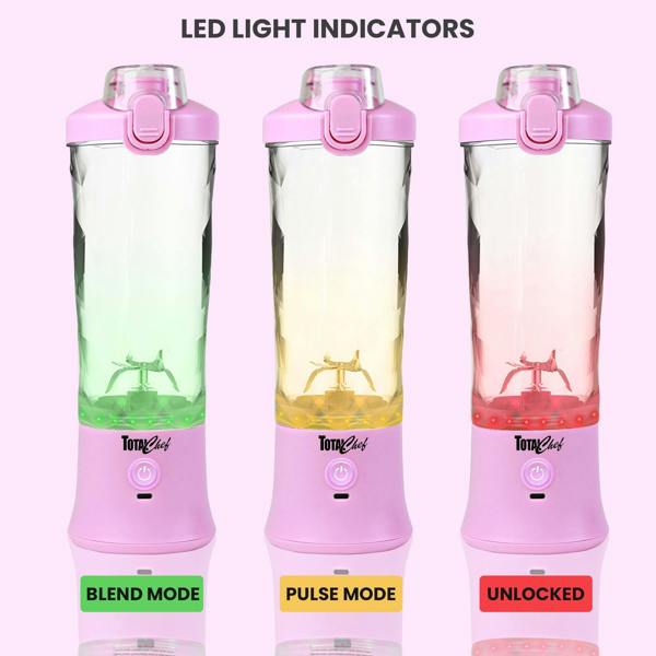 Total Chef 600ml Personal Blender Lilac USB Rechargeable Mini Smoothie Maker for Travel & Gym