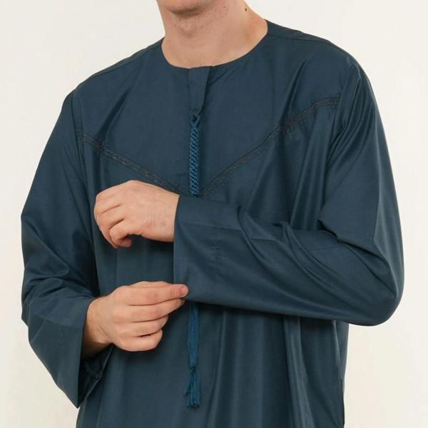 TT-008 - Men's Emirati Omani Arab Tassel Thobe - Blue - Thobez - 3