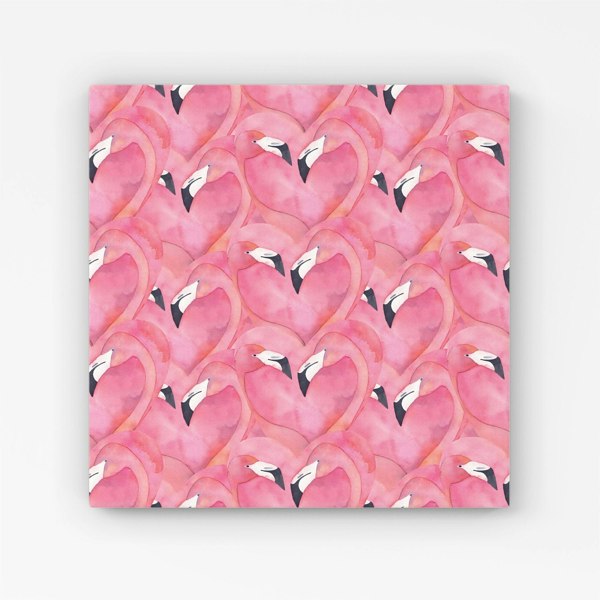 Warren Reed Watercolour Flamingo Hearts Canvas