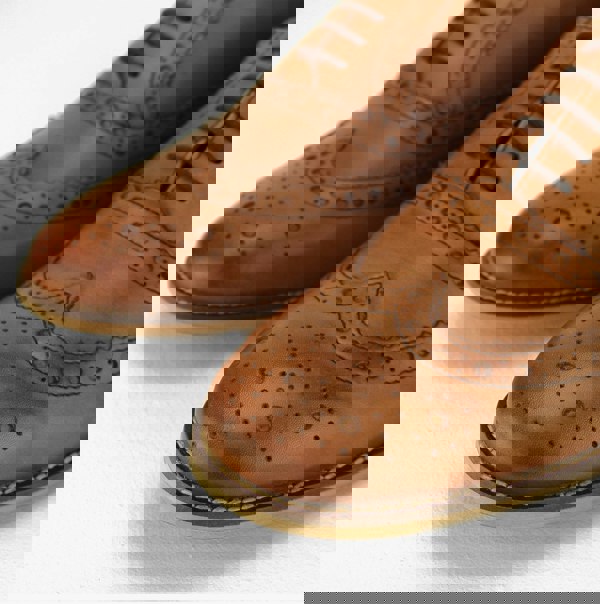 Roamers WINSTON Mens Leather Brogue Oxford Shoes Tan