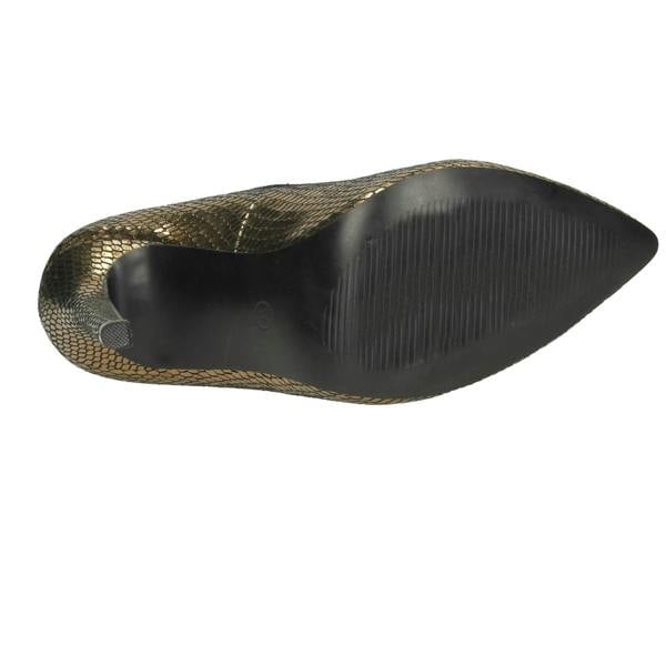 Spot On Ladies Spot On High Heel Pointed Toe Snake Design Court Shoes
