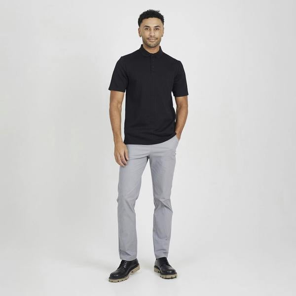 Brave Soul Black Jacquard Knit Polo Shirt - Black Image 3