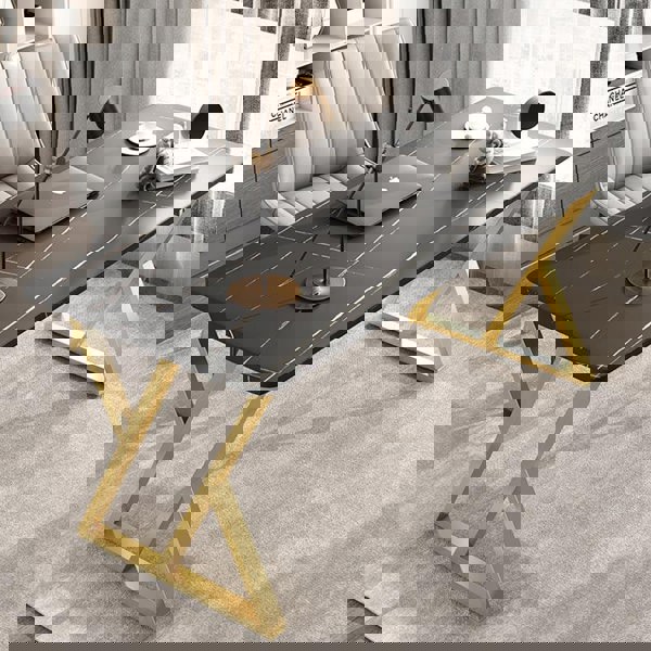 Arbaz Office Desk, Sintered Stone in a lifestyle setting with small office desks