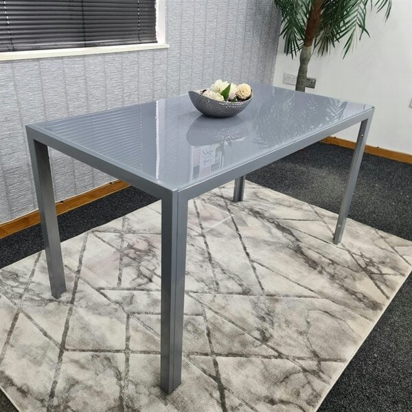 Kosy Koala Dining Table Grey Glass Kitchen Place for 6 Seats, Dining Table Only (Grey H 75 x L 134 x W 70 cm)