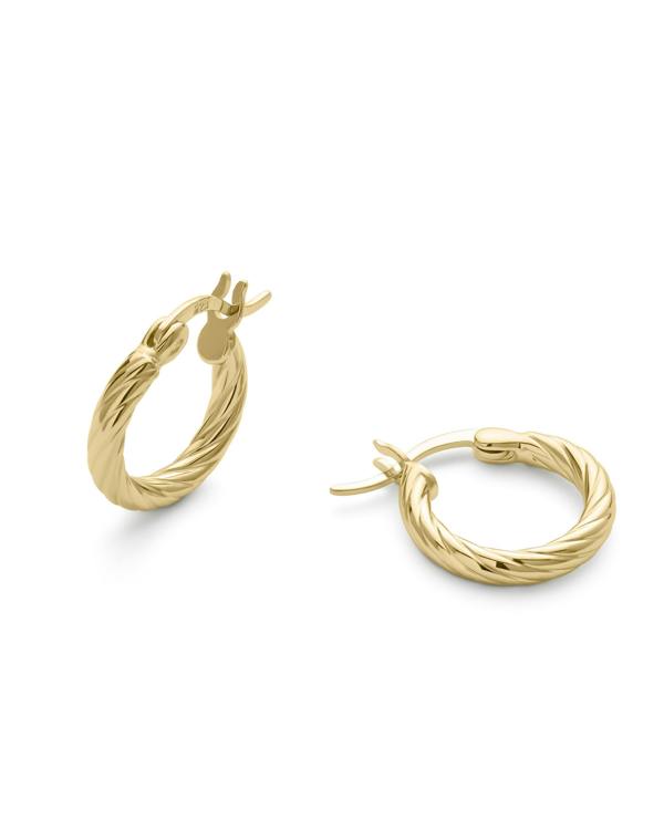Small Gold Twist Huggie Hoop Earrings - Earrings - Elk & Bloom