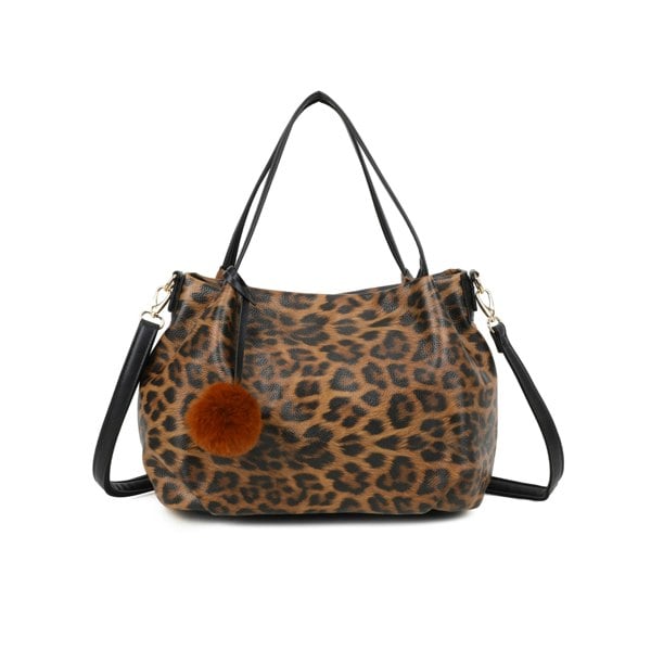 Kitise Spacious Slouchy Leopard Print Tote Shoulder Handbag