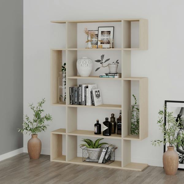 Decortie Mito Modern Freestanding & Wall Mounted Bookcase Sonoma 5-Tier Display Unit Tall for Home & Office 161cm