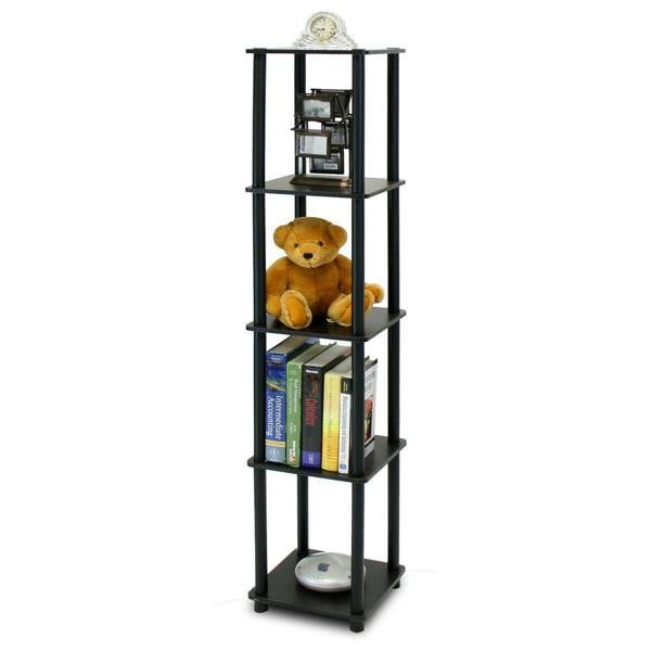 WALPLUS Turn-N-Tube 5-Tier Corner Square Rack Display Shelf, Espresso/Black perfect for organized storage and display